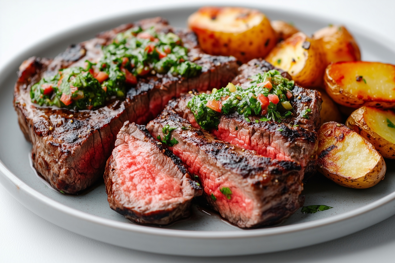 Chimichurri steak with crispy potatoes